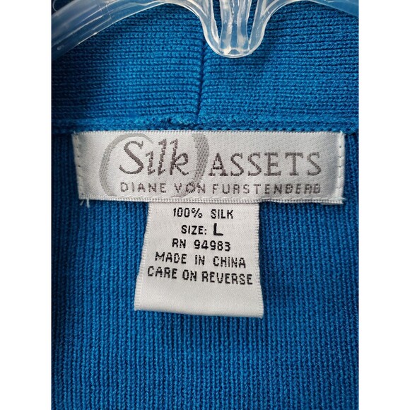 Silk Assets Diane von Furstenberg Silk Embroidered Floral Open Front Cardigan L - Picture 2 of 8